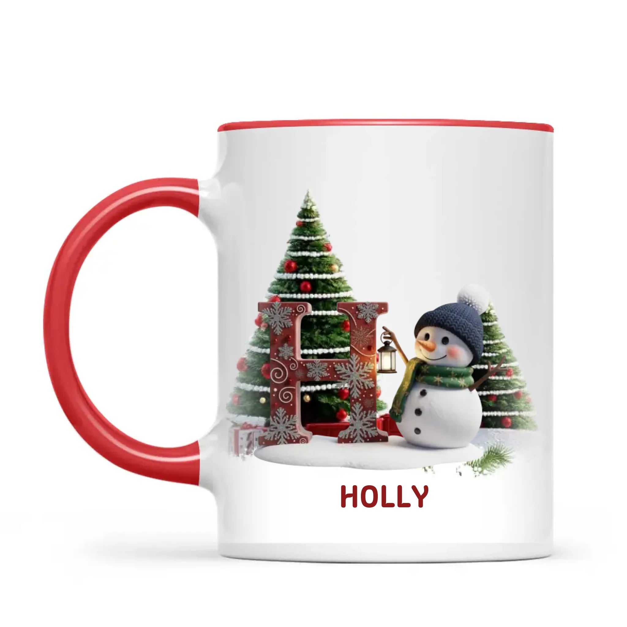 Personalised Snowman Letter Christmas Mug, view 4