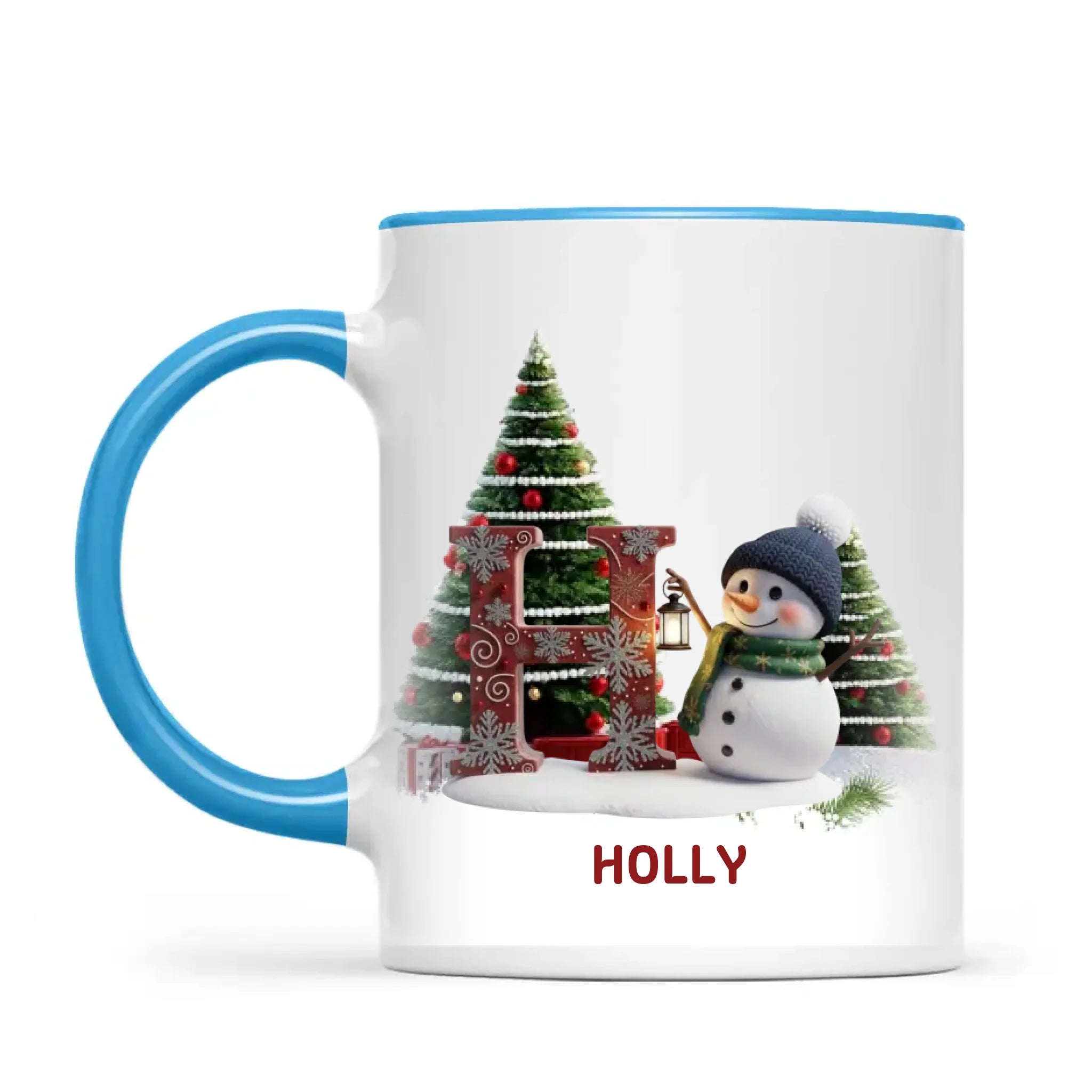 Personalised Snowman Letter Christmas Mug, view 7