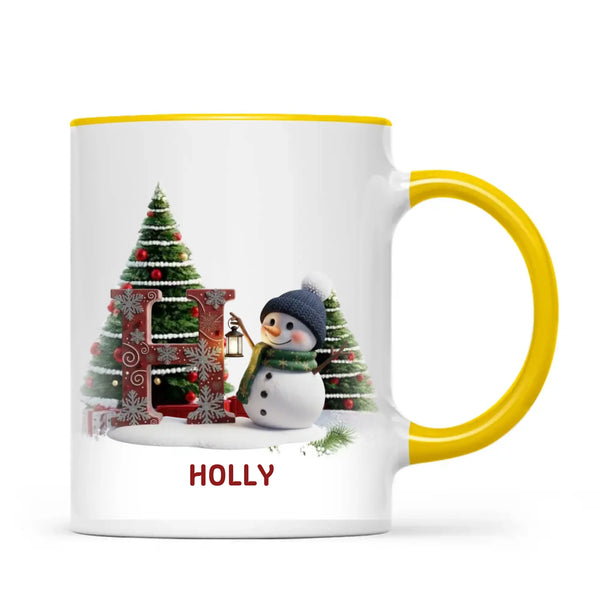 Personalised Snowman Letter Christmas Mug, view 17