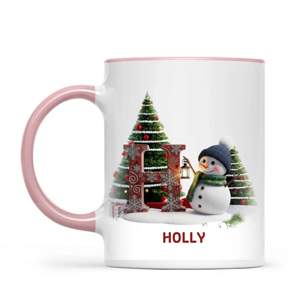 Personalised Snowman Letter Christmas Mug, view 13