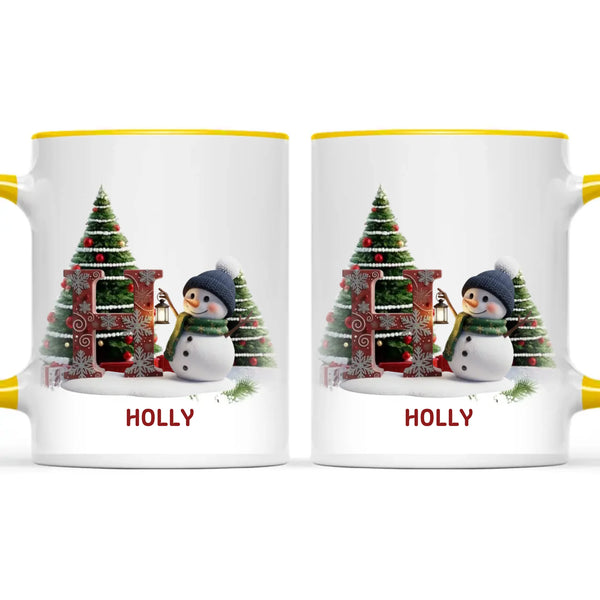 Personalised Snowman Letter Christmas Mug, view 18