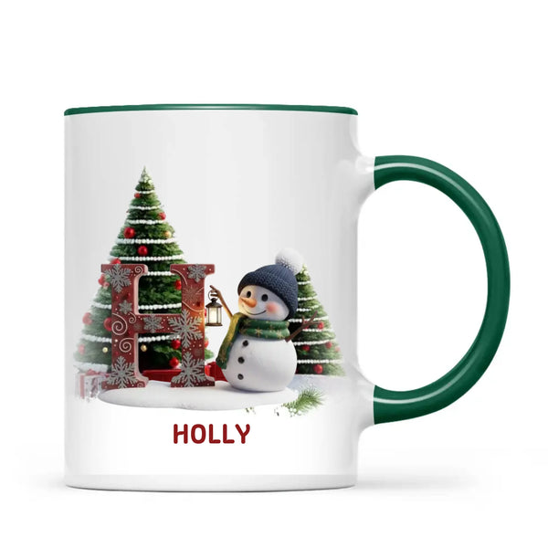 Personalised Snowman Letter Christmas Mug, view 20