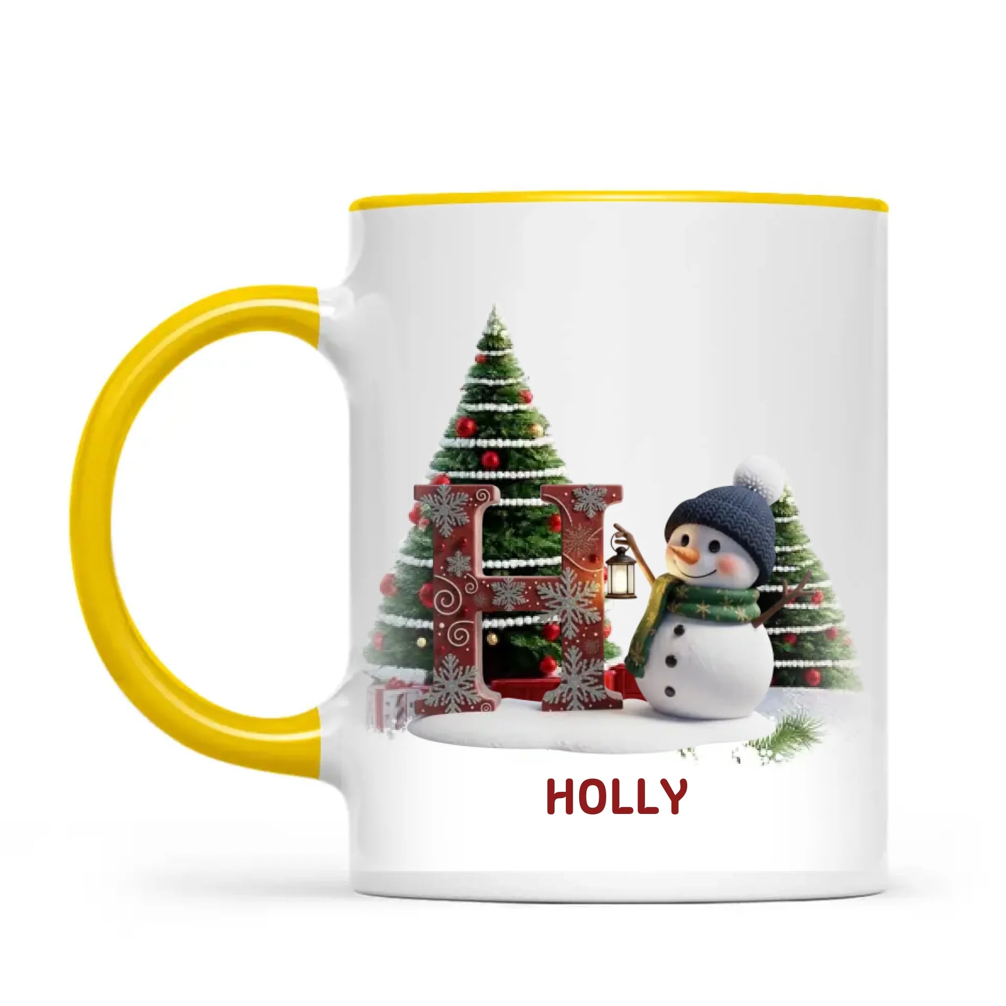 Personalised Snowman Letter Christmas Mug, view 16