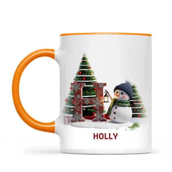 Personalised Snowman Letter Christmas Mug, view 10