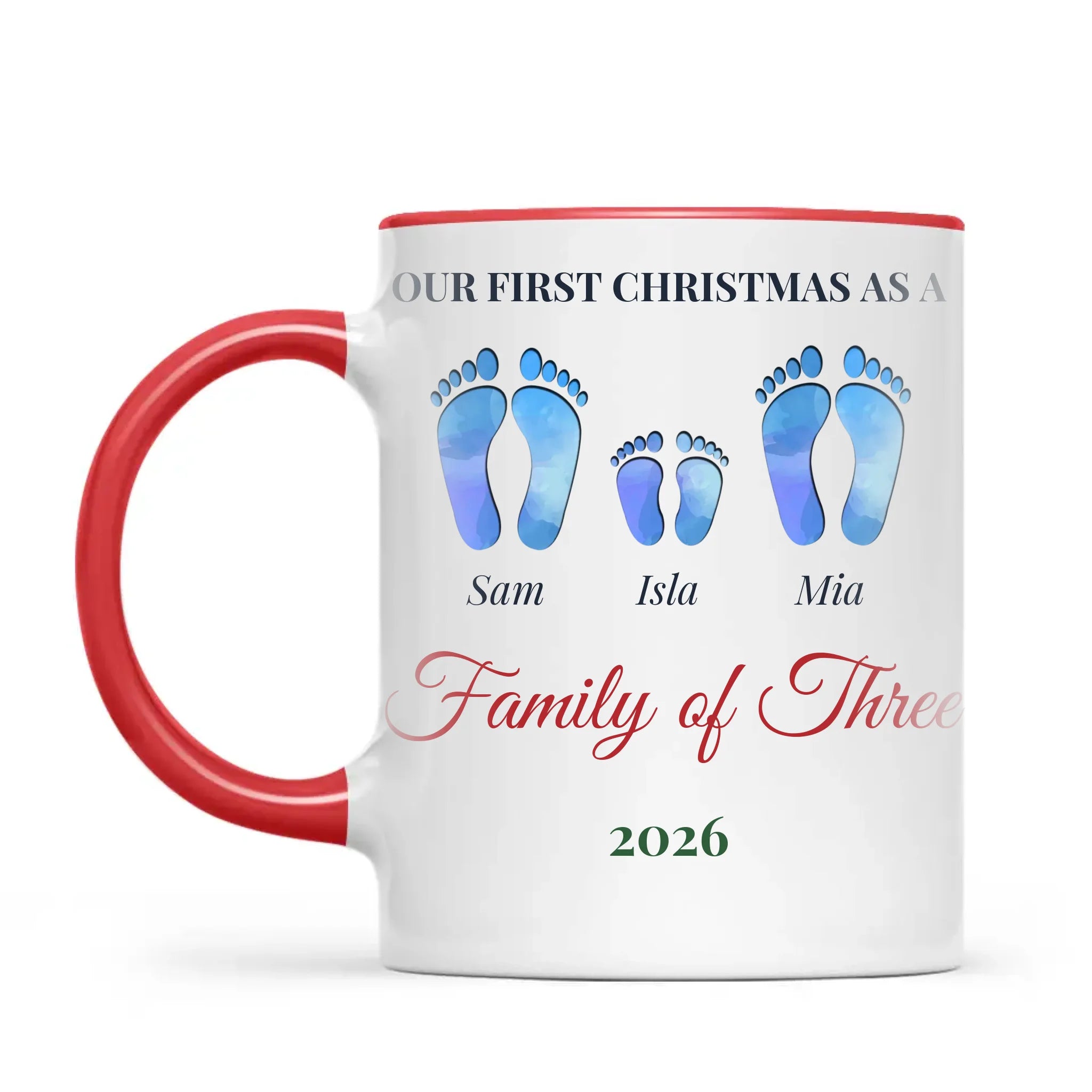 Personalised First Christmas Family Footprints Mug, view 4
