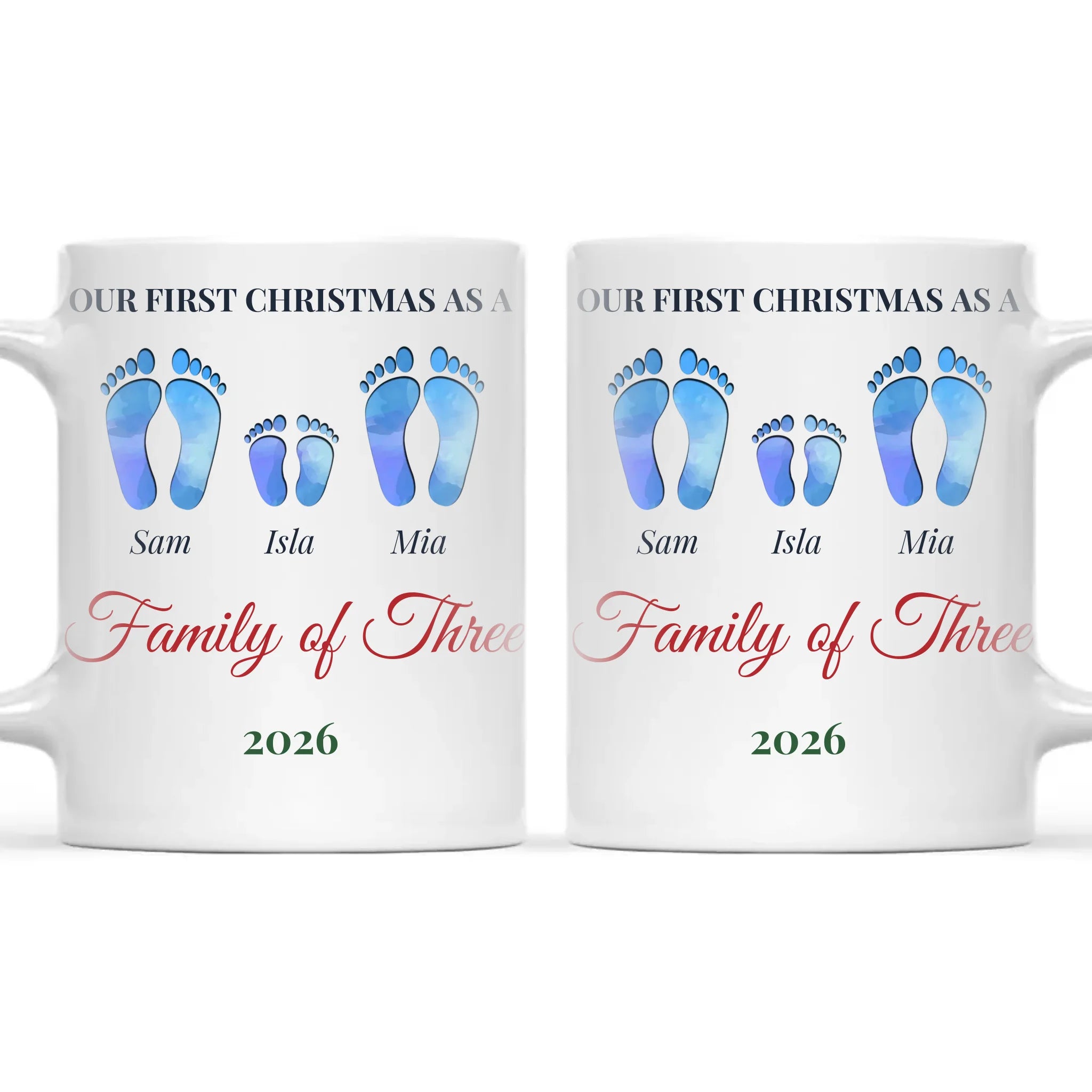 Personalised First Christmas Family Footprints Mug, view 3