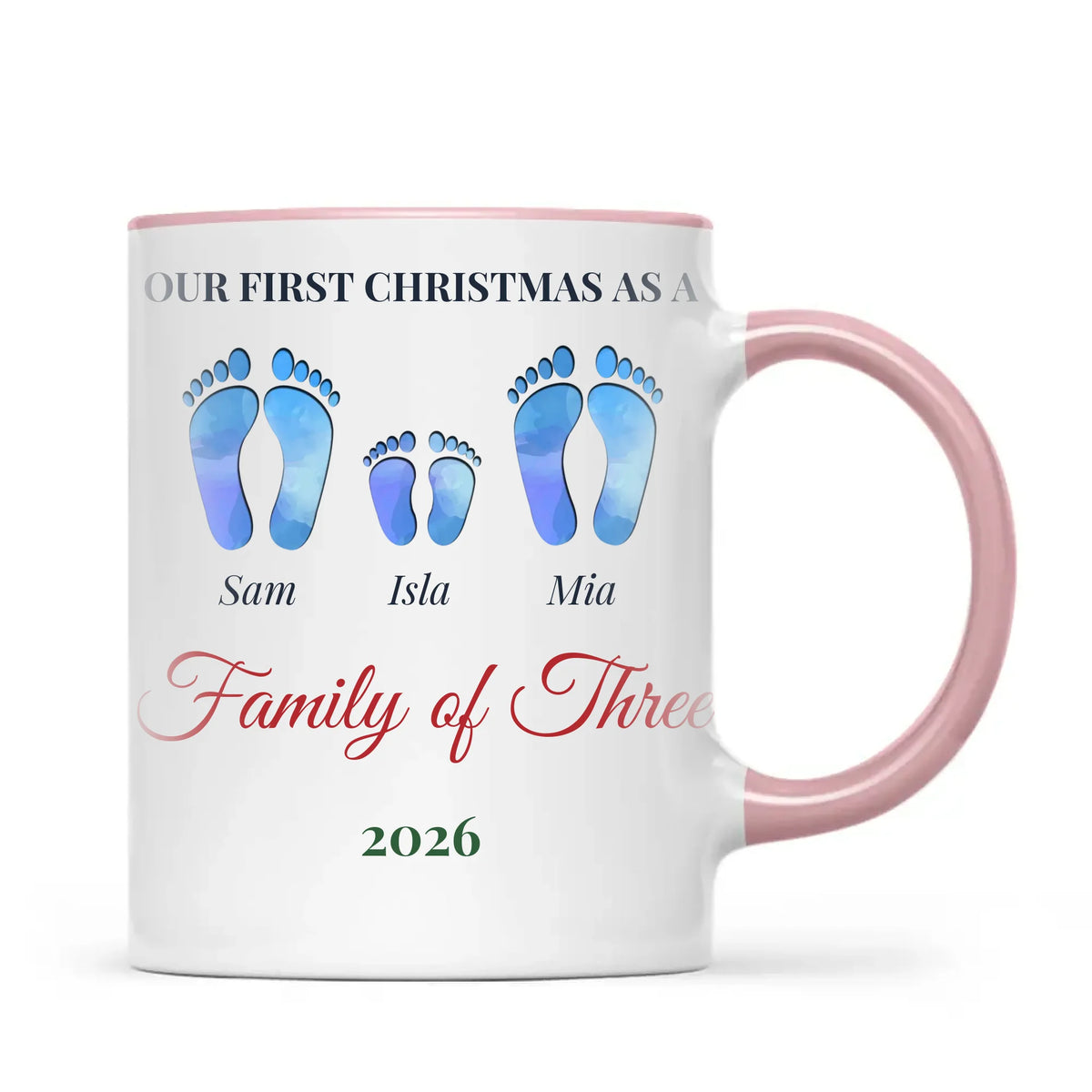 Personalised First Christmas Family Footprints Mug, view 14
