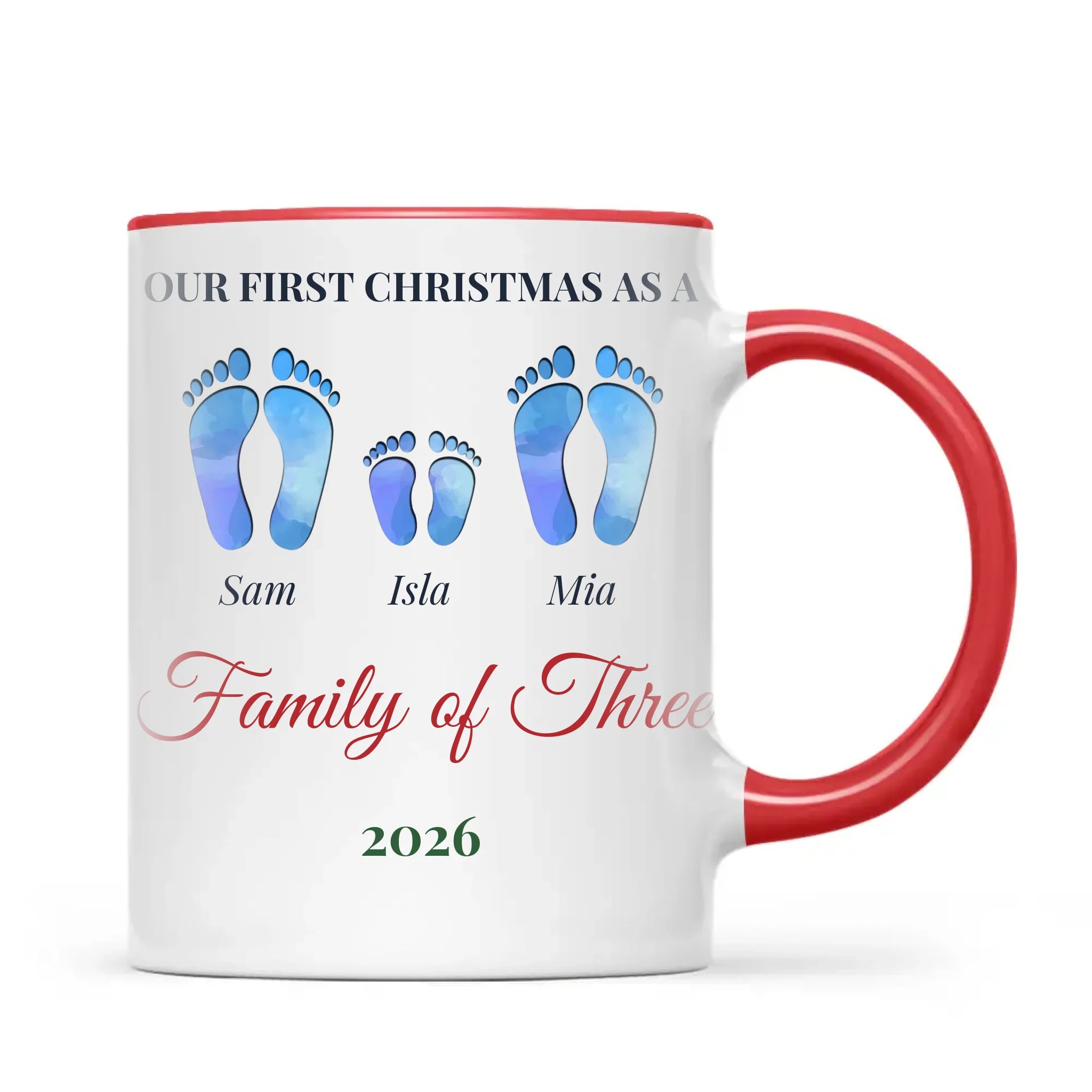 Personalised First Christmas Family Footprints Mug, view 5