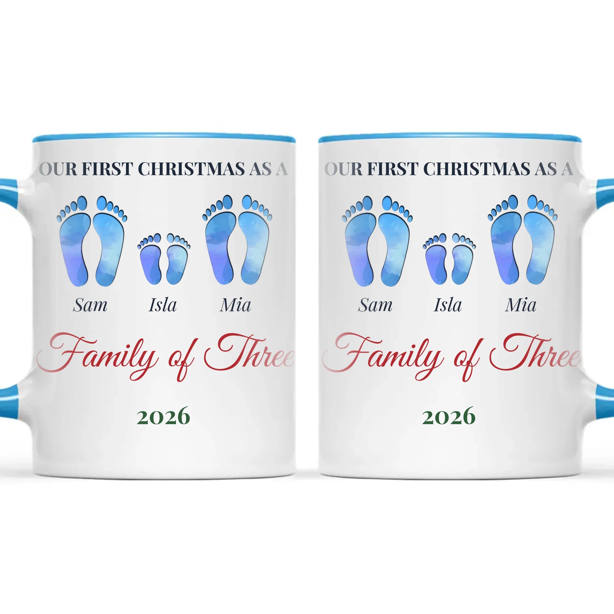 Personalised First Christmas Family Footprints Mug, view 9