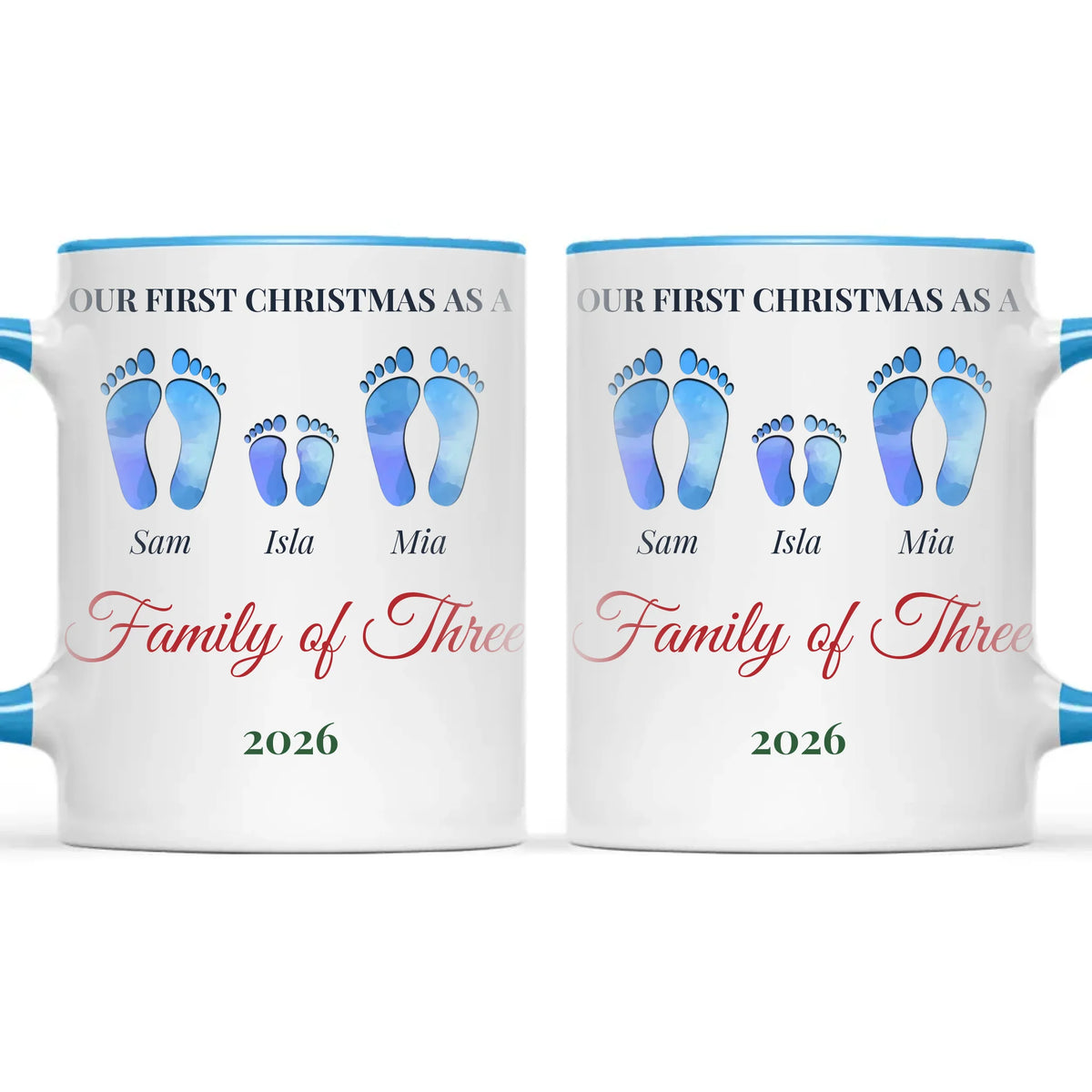 Personalised First Christmas Family Footprints Mug, view 9