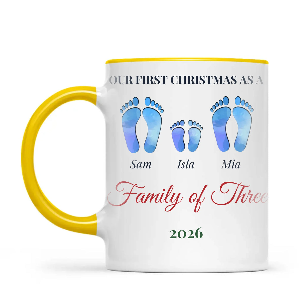 Personalised First Christmas Family Footprints Mug, view 16