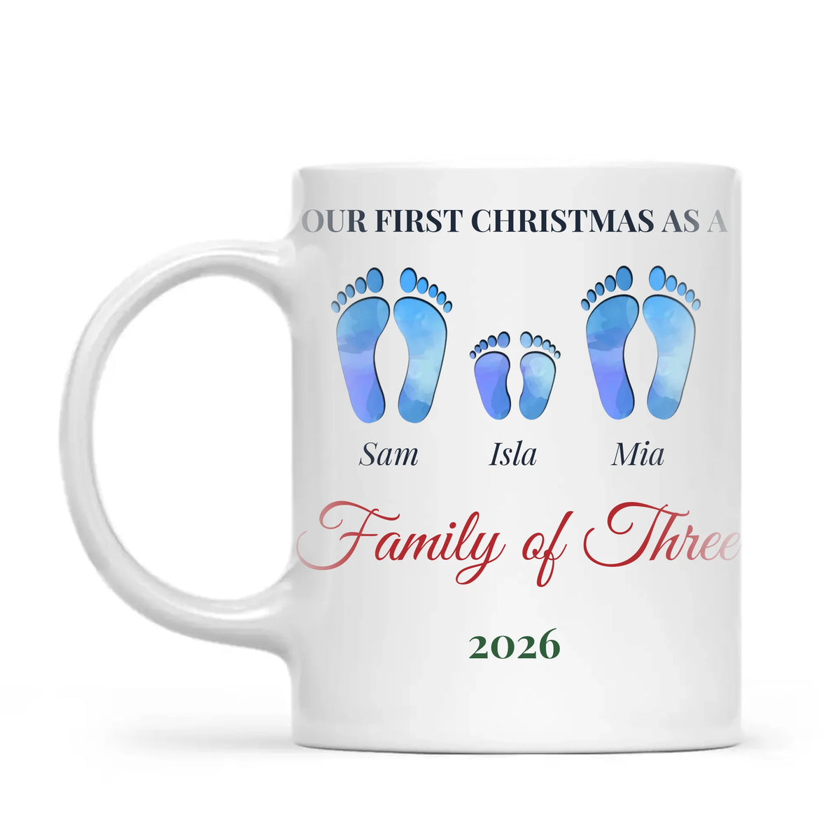 Personalised First Christmas Family Footprints Mug