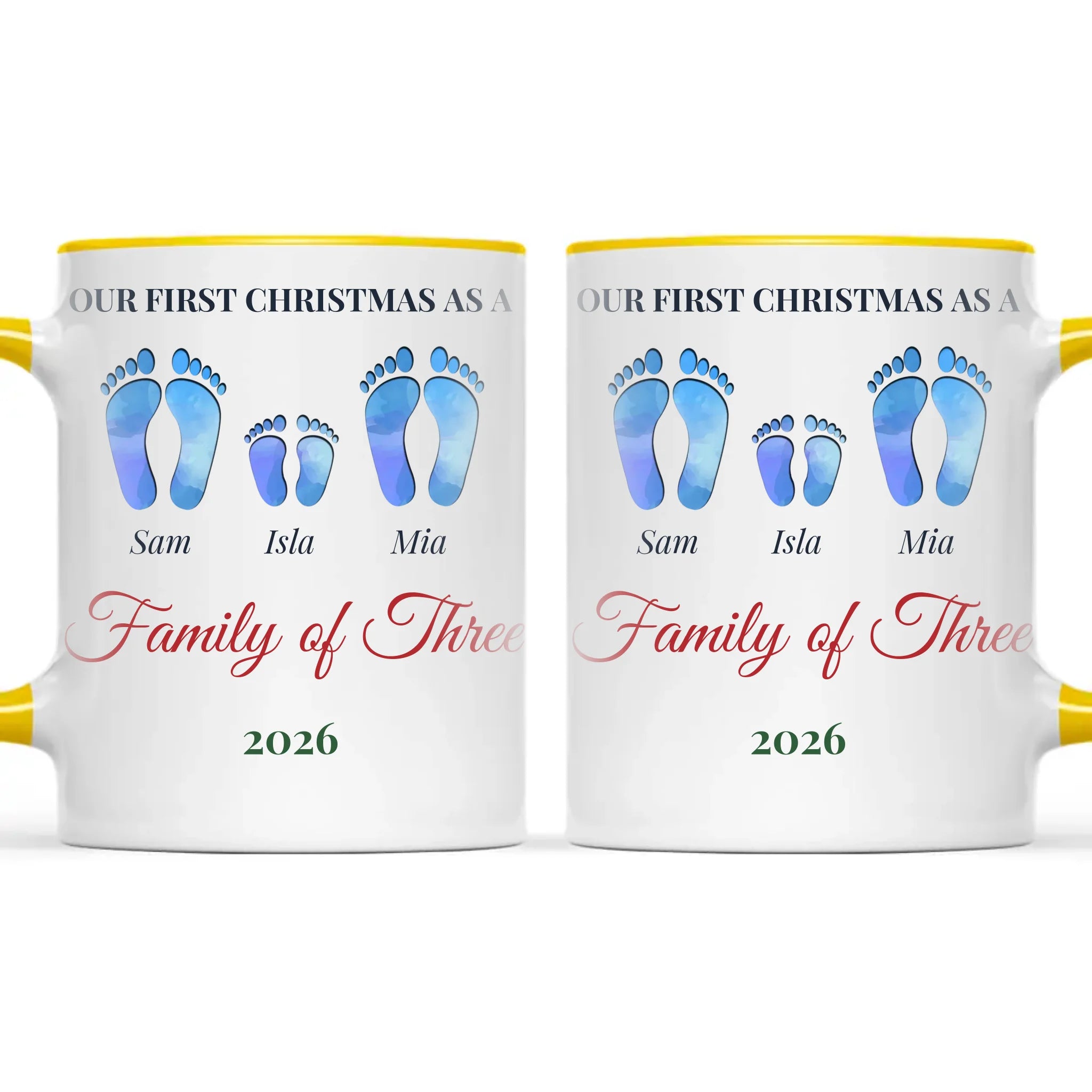 Personalised First Christmas Family Footprints Mug, view 18