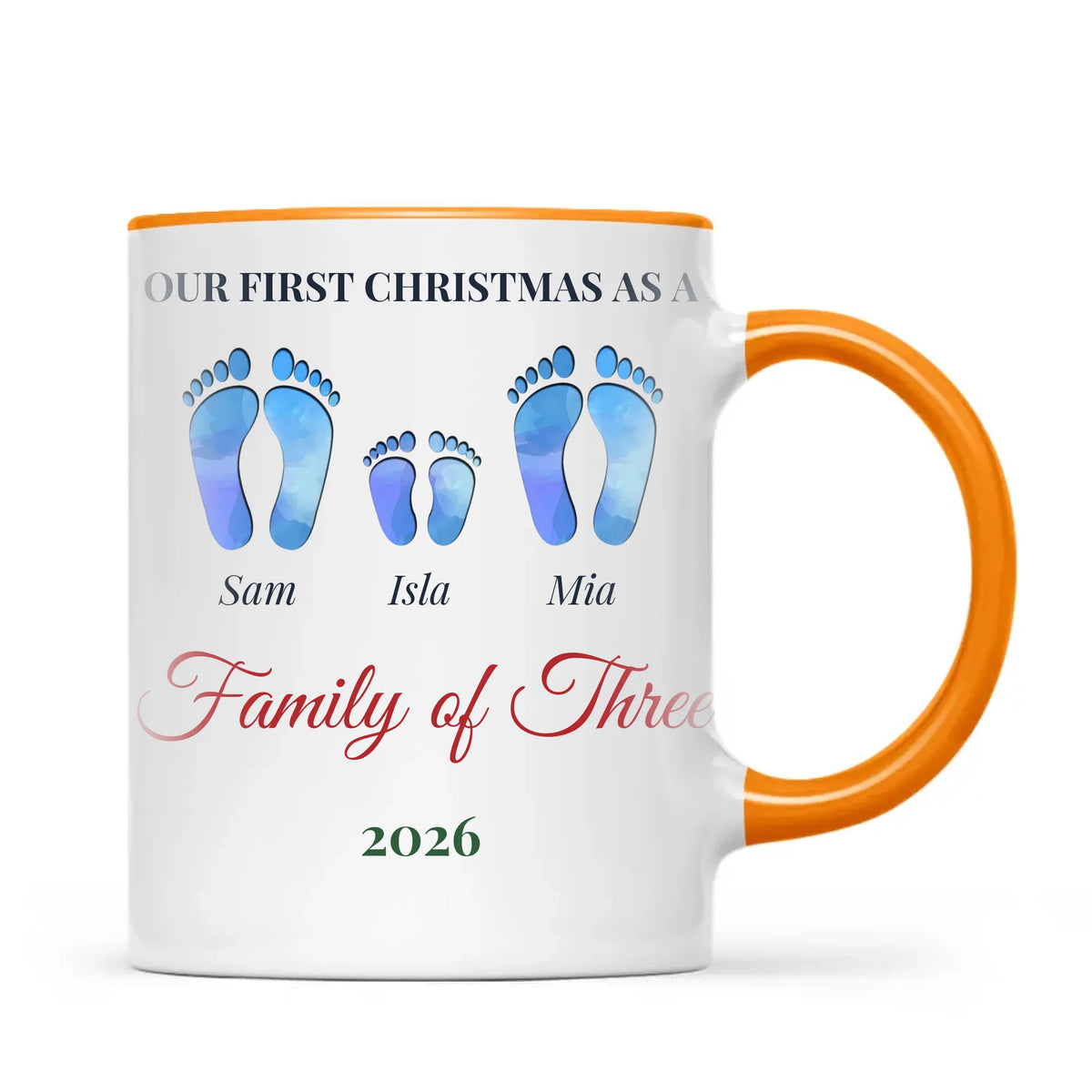 Personalised First Christmas Family Footprints Mug, view 11