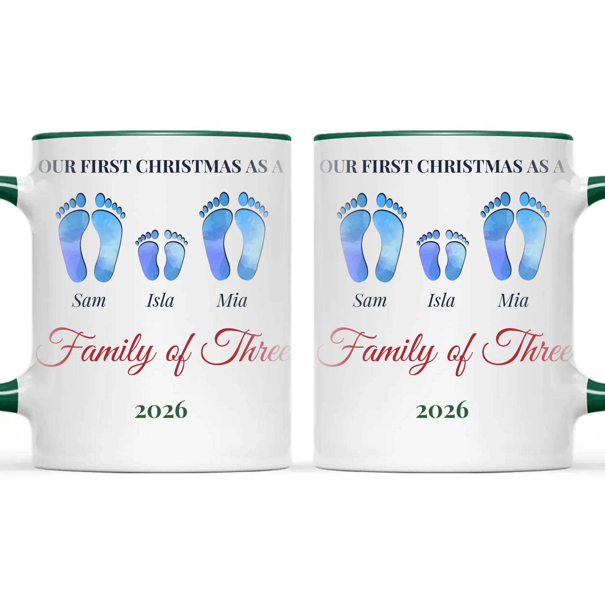 Personalised First Christmas Family Footprints Mug, view 21