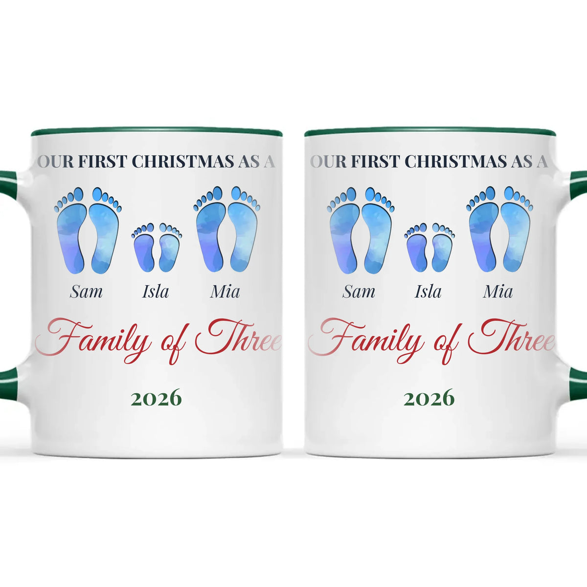 Personalised First Christmas Family Footprints Mug, view 21