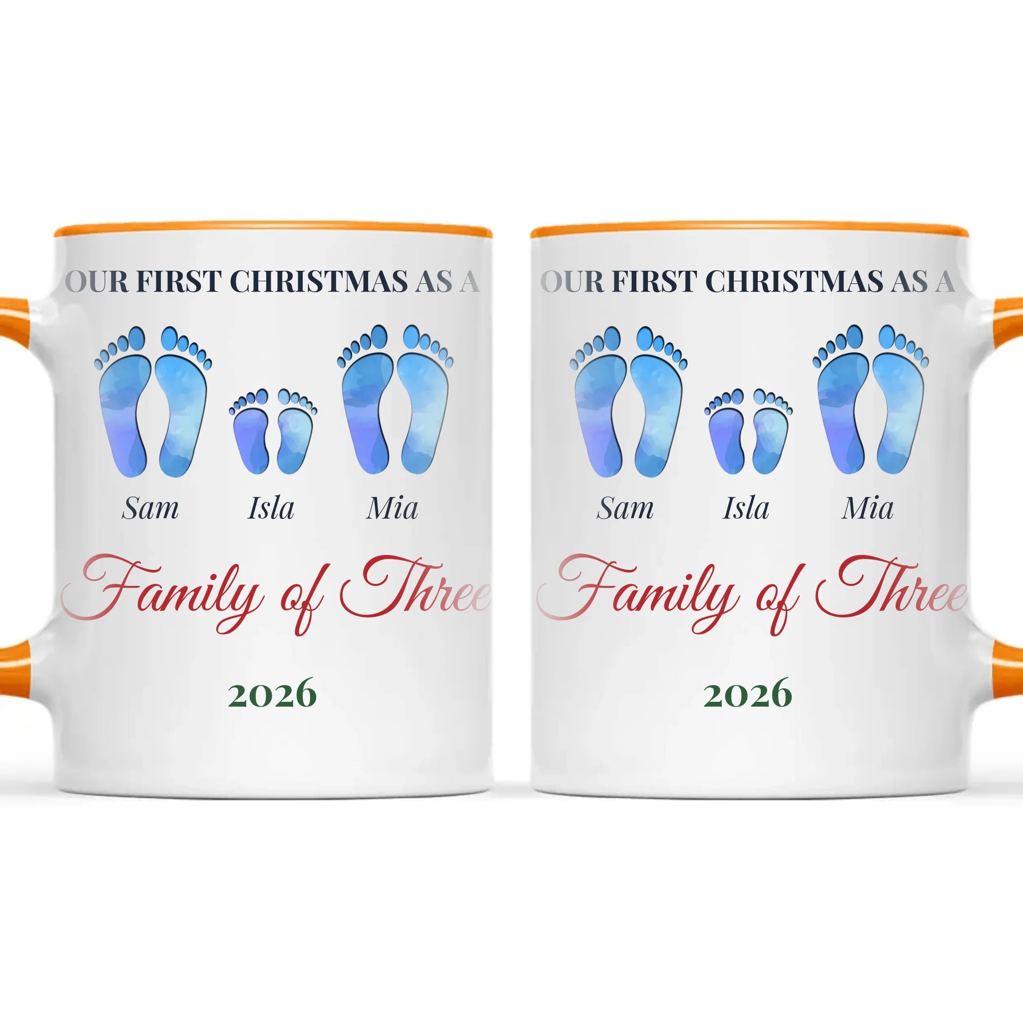 Personalised First Christmas Family Footprints Mug, view 12