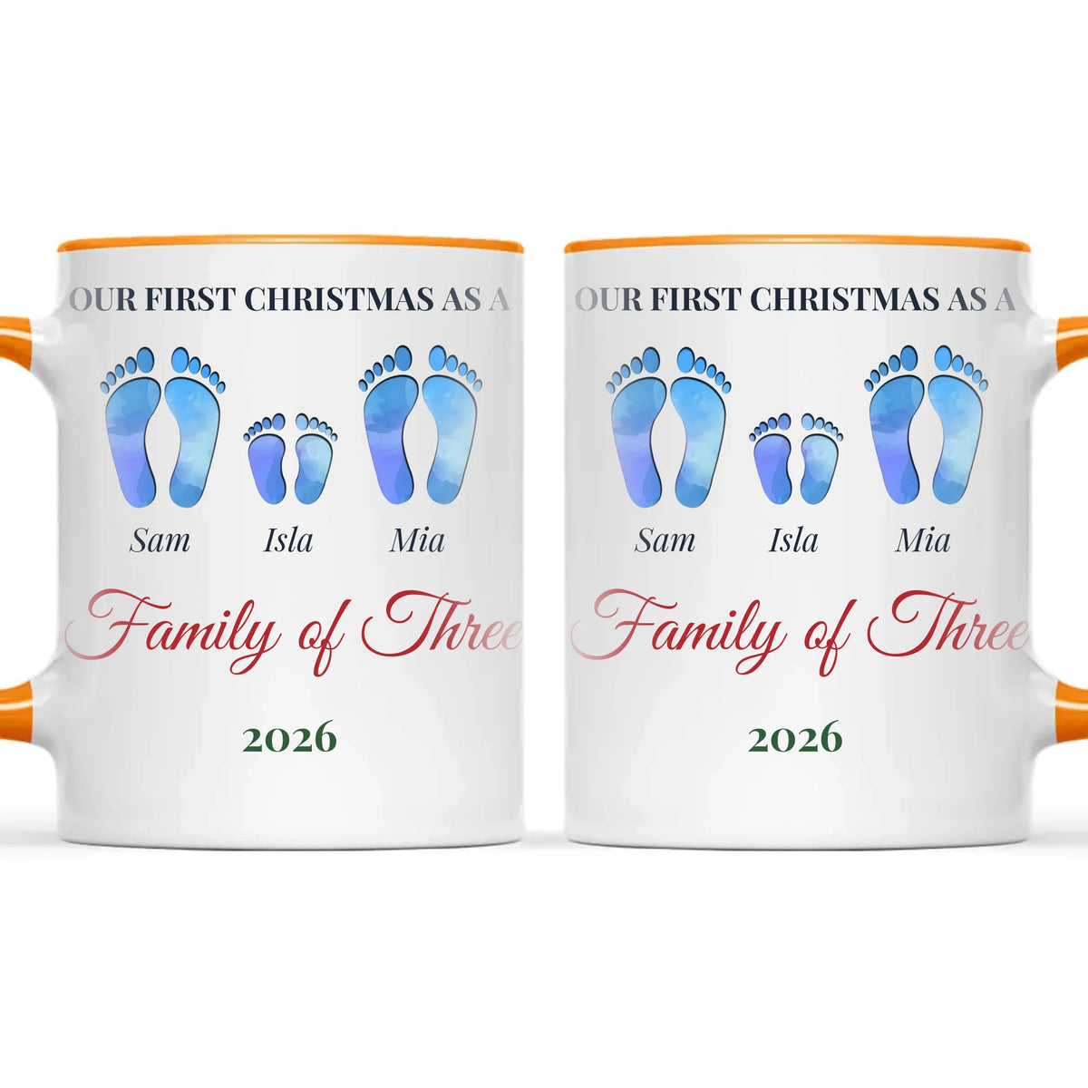 Personalised First Christmas Family Footprints Mug, view 12