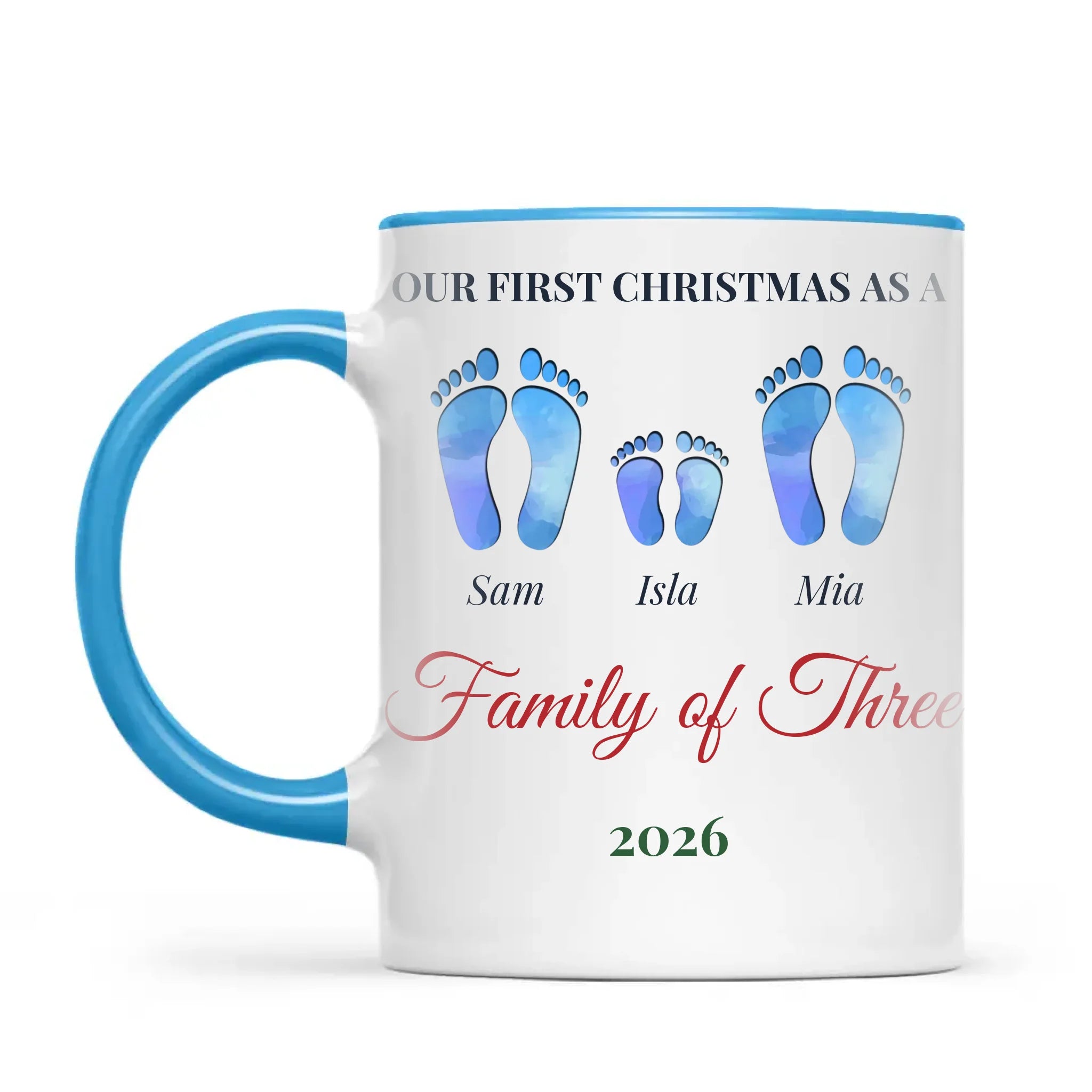 Personalised First Christmas Family Footprints Mug, view 7