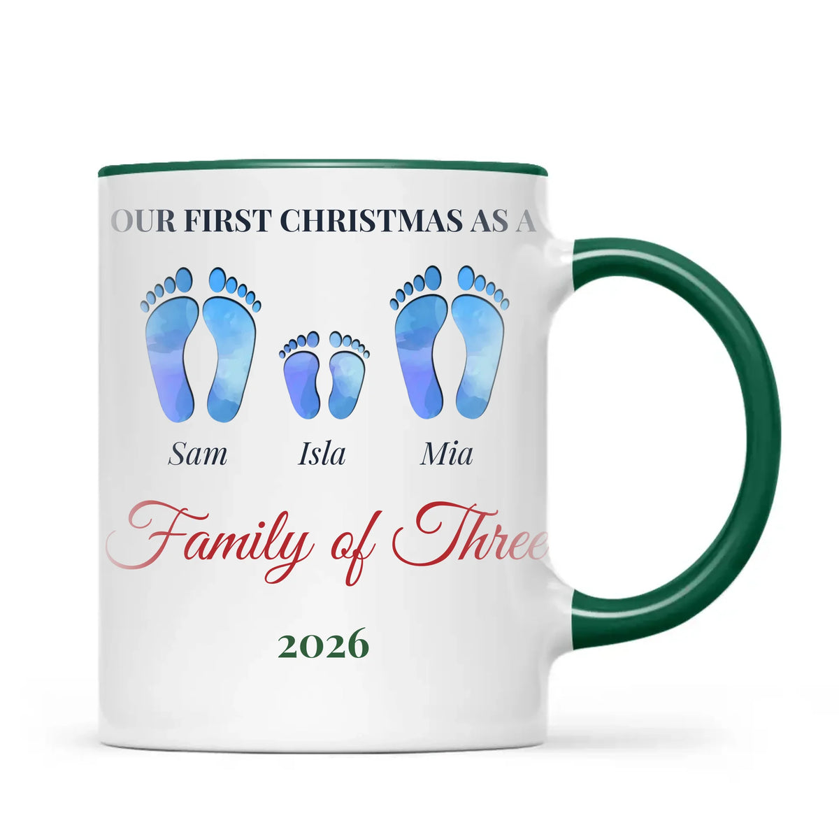 Personalised First Christmas Family Footprints Mug, view 20