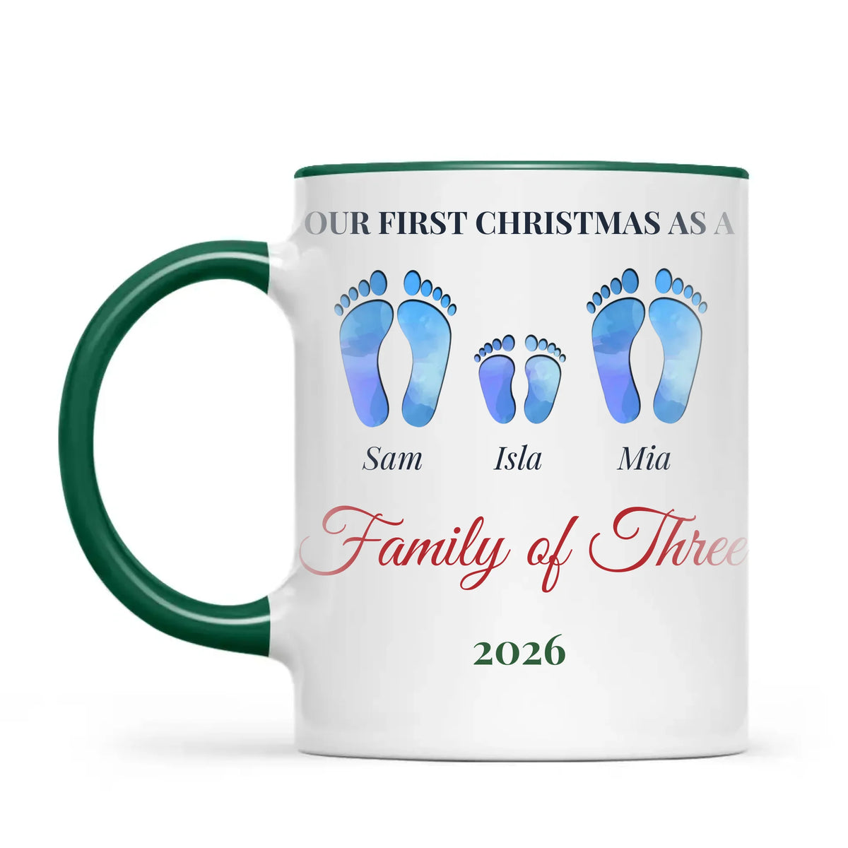 Personalised First Christmas Family Footprints Mug, view 19