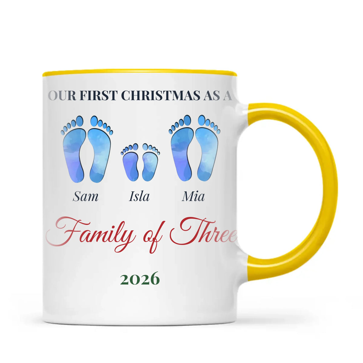 Personalised First Christmas Family Footprints Mug, view 17