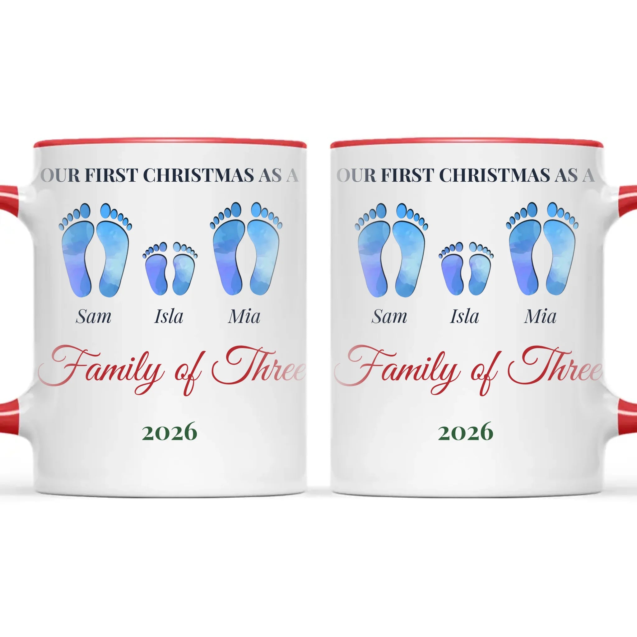 Personalised First Christmas Family Footprints Mug, view 6