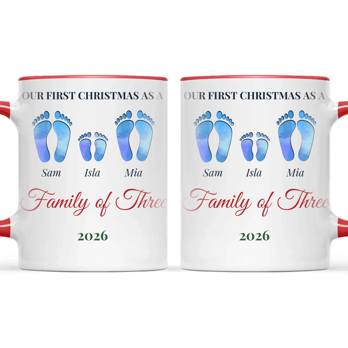 Personalised First Christmas Family Footprints Mug, view 6