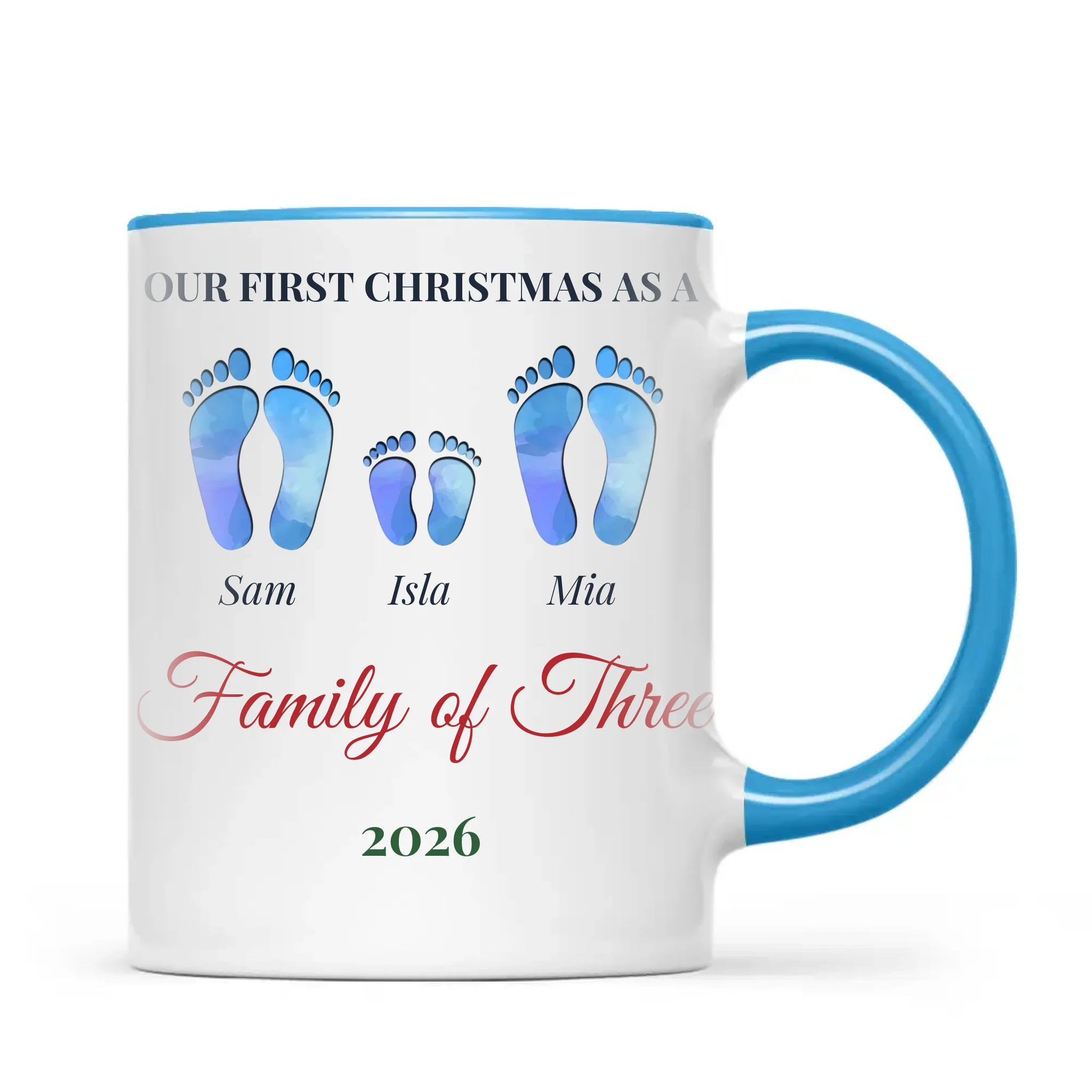 Personalised First Christmas Family Footprints Mug, view 8