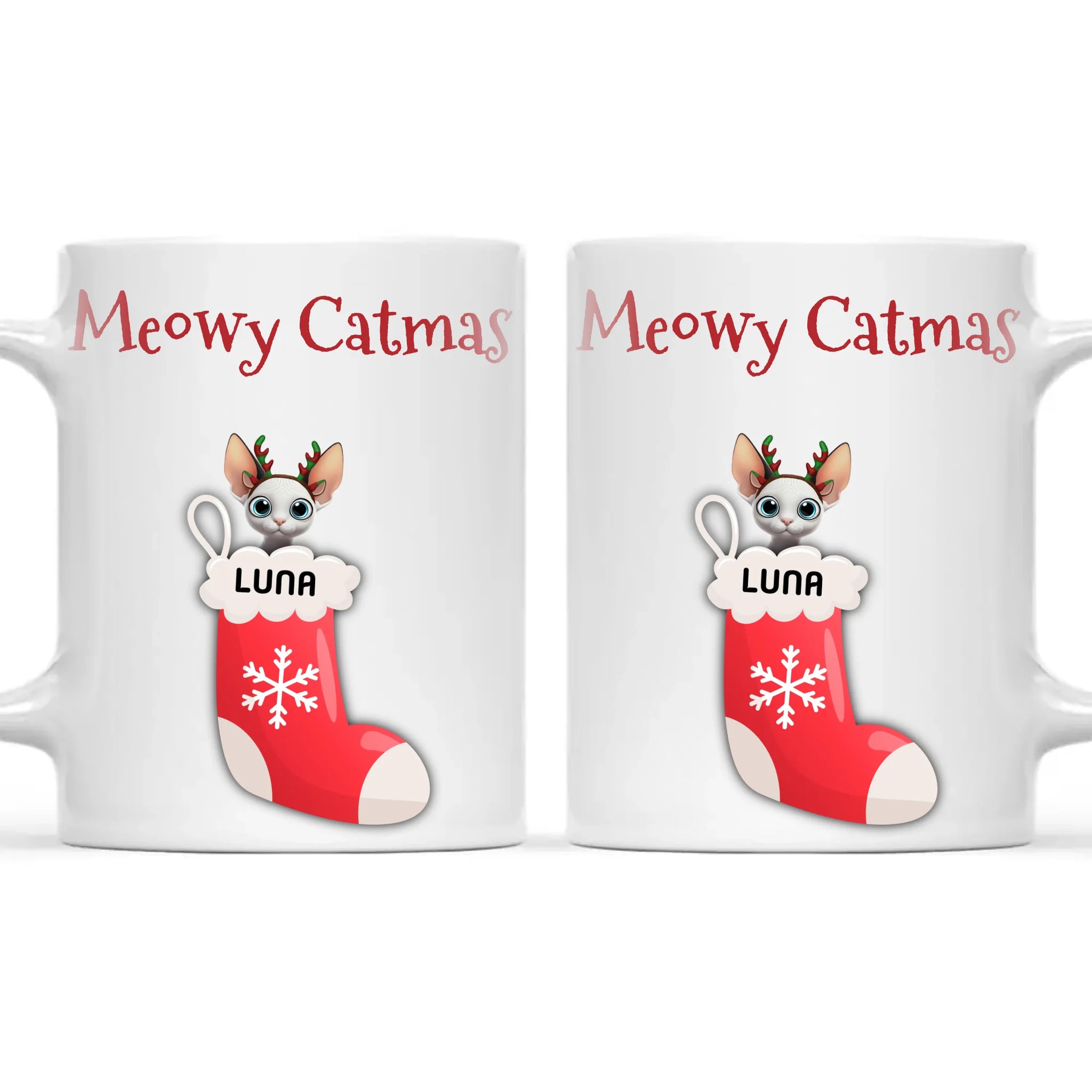 Personalised Meowy Catmas Cats Mug, view 3