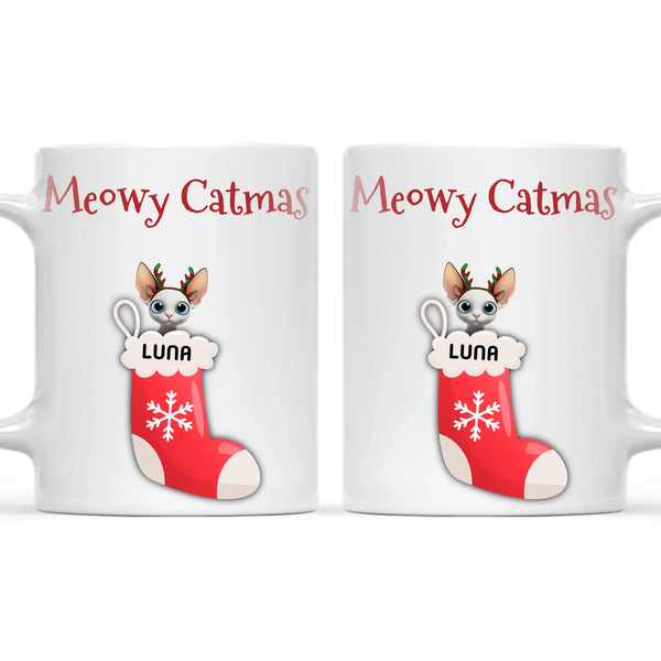 Personalised Meowy Catmas Cats Mug, view 3
