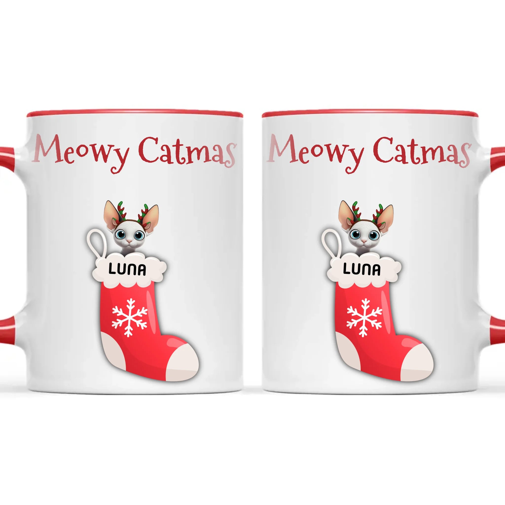 Personalised Meowy Catmas Cats Mug, view 6