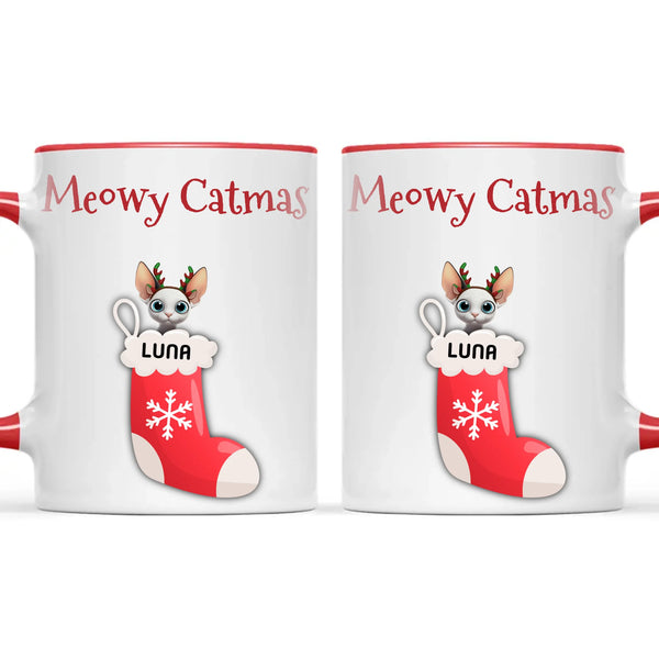 Personalised Meowy Catmas Cats Mug, view 6