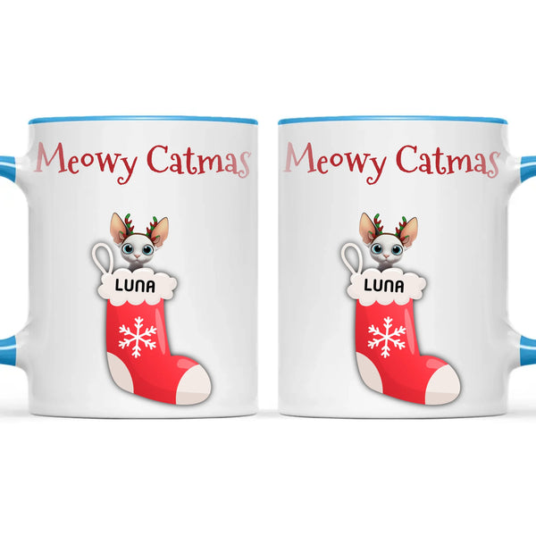 Personalised Meowy Catmas Cats Mug, view 9