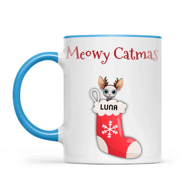 Personalised Meowy Catmas Cats Mug, view 7