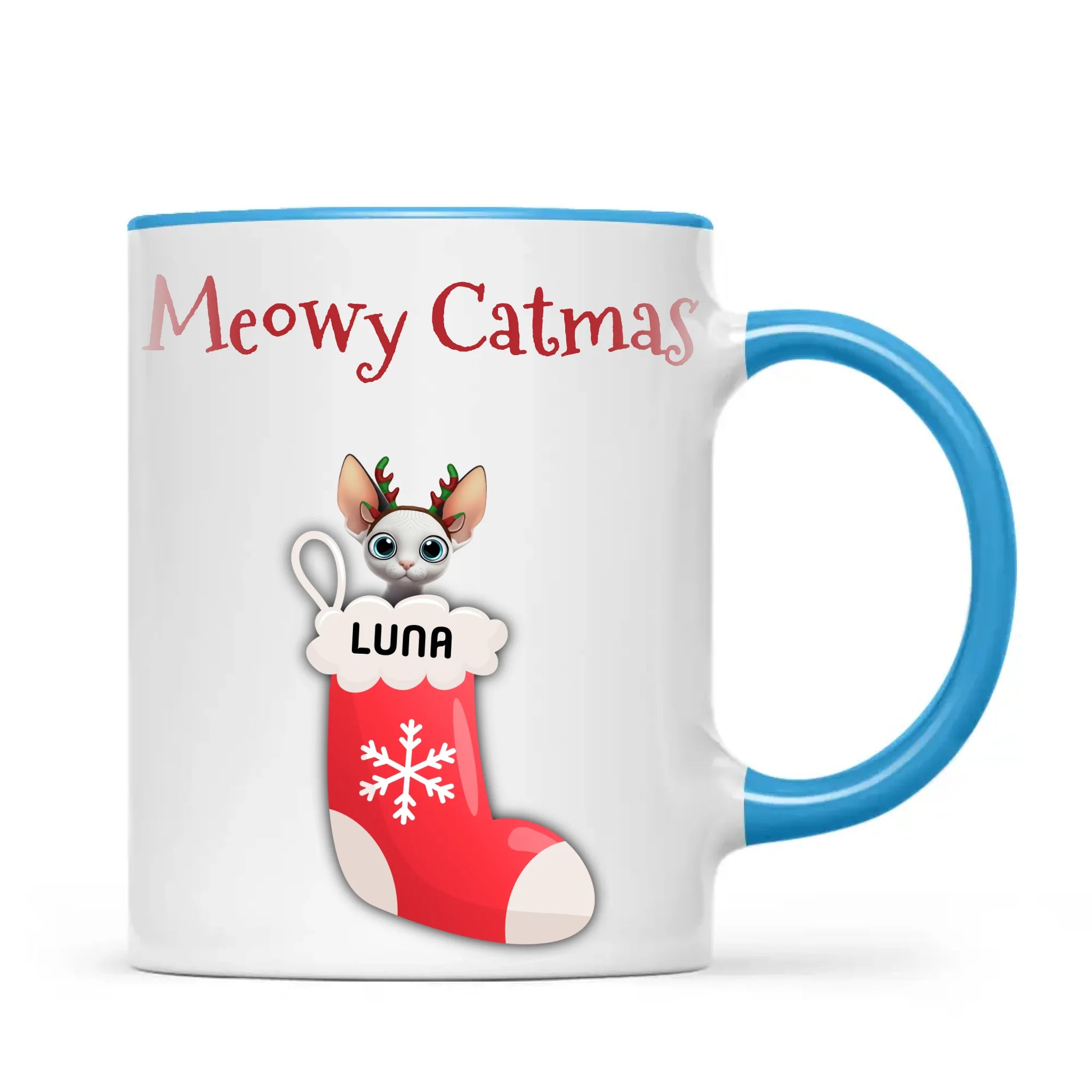 Personalised Meowy Catmas Cats Mug, view 8