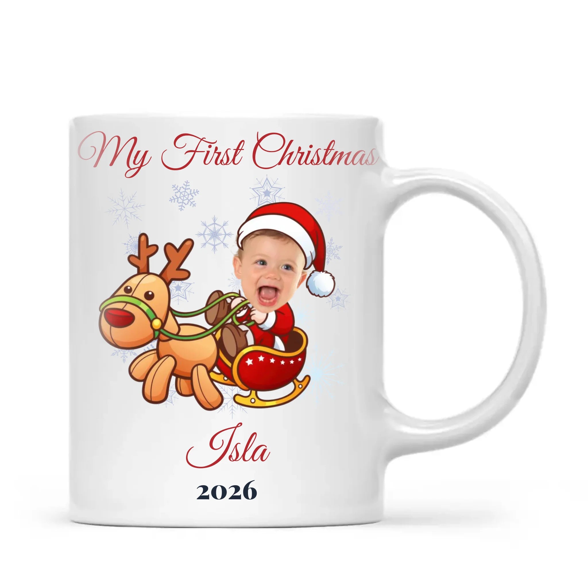 Personalised Baby's First Christmas Costume Photo Mug, view 2
