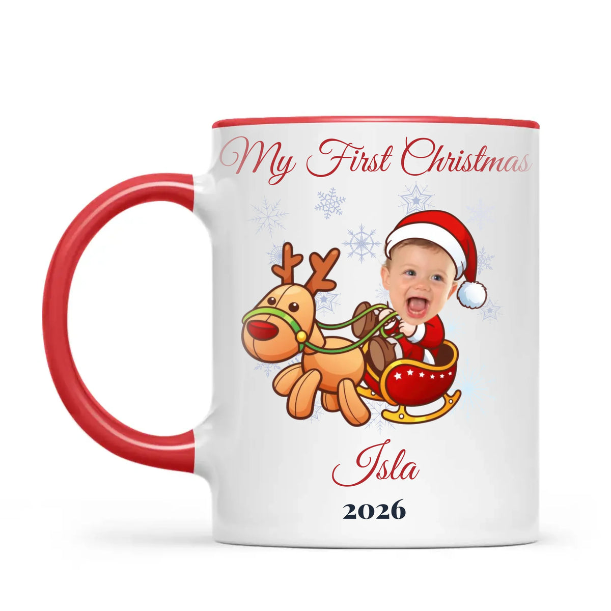 Personalised Baby's First Christmas Costume Photo Mug, view 4