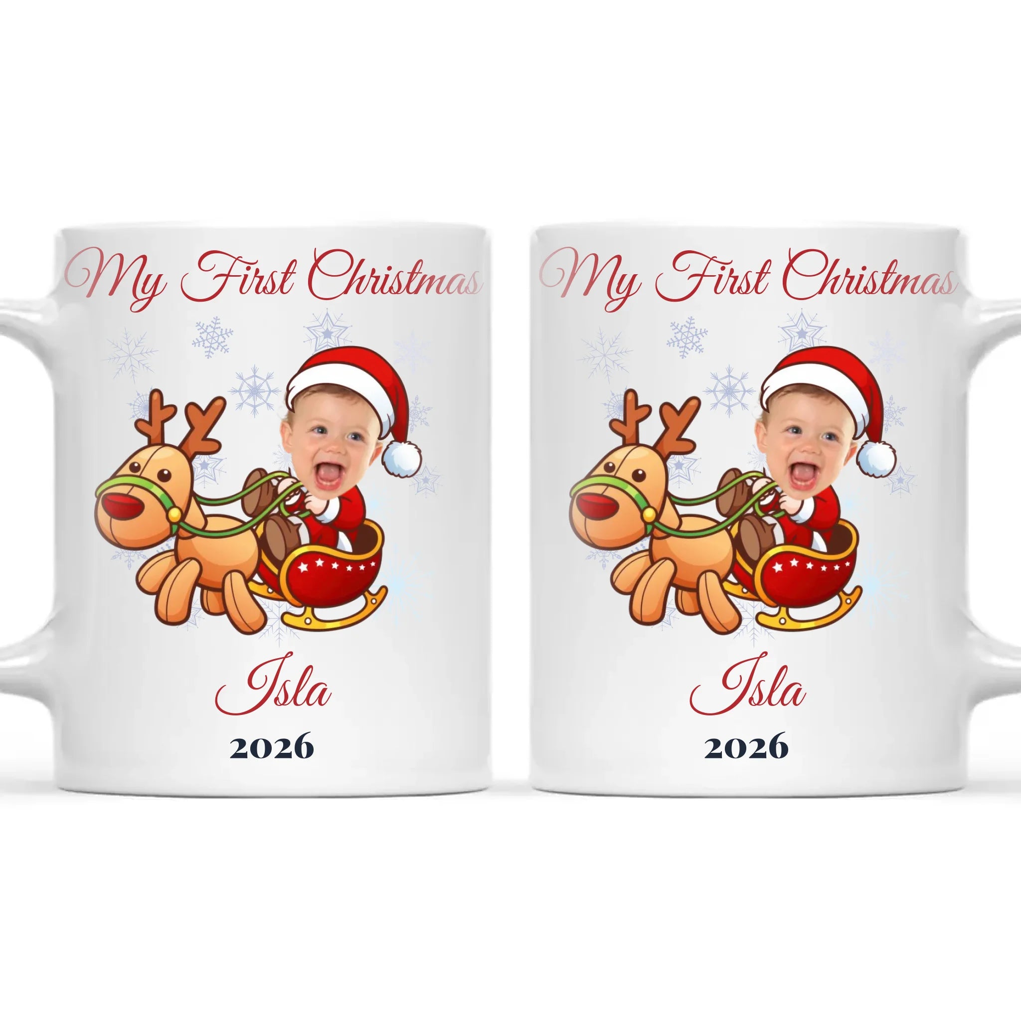 Personalised Baby's First Christmas Costume Photo Mug, view 3
