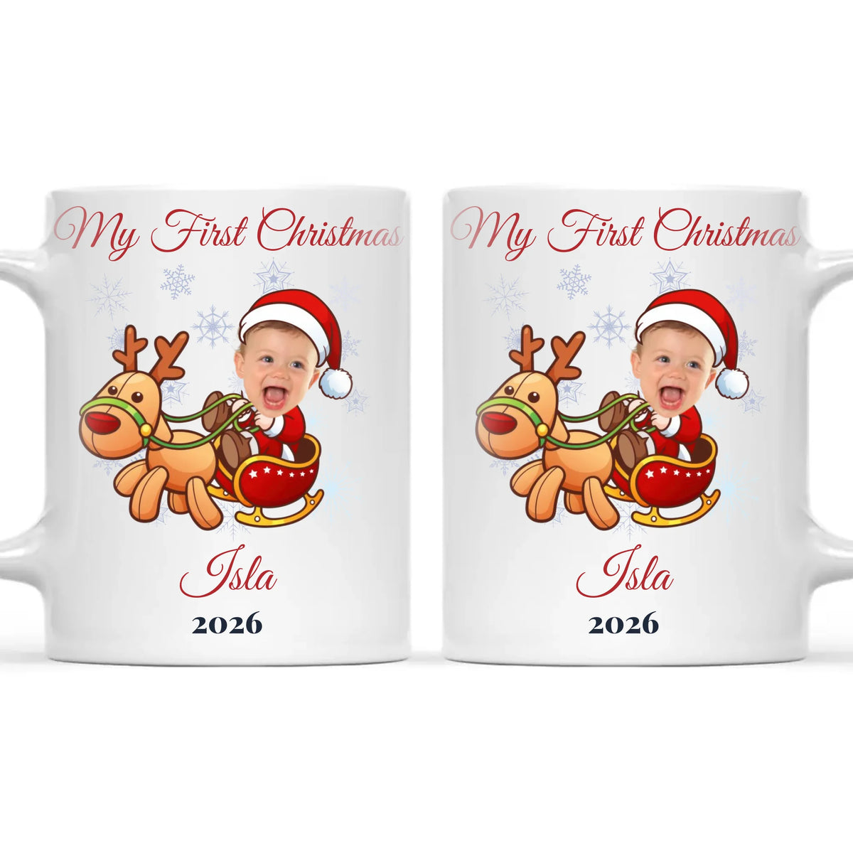 Personalised Baby's First Christmas Costume Photo Mug, view 3