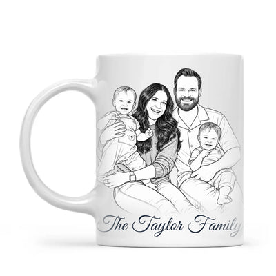 Personalised Line Art Family Portrait Mug from Your Photo