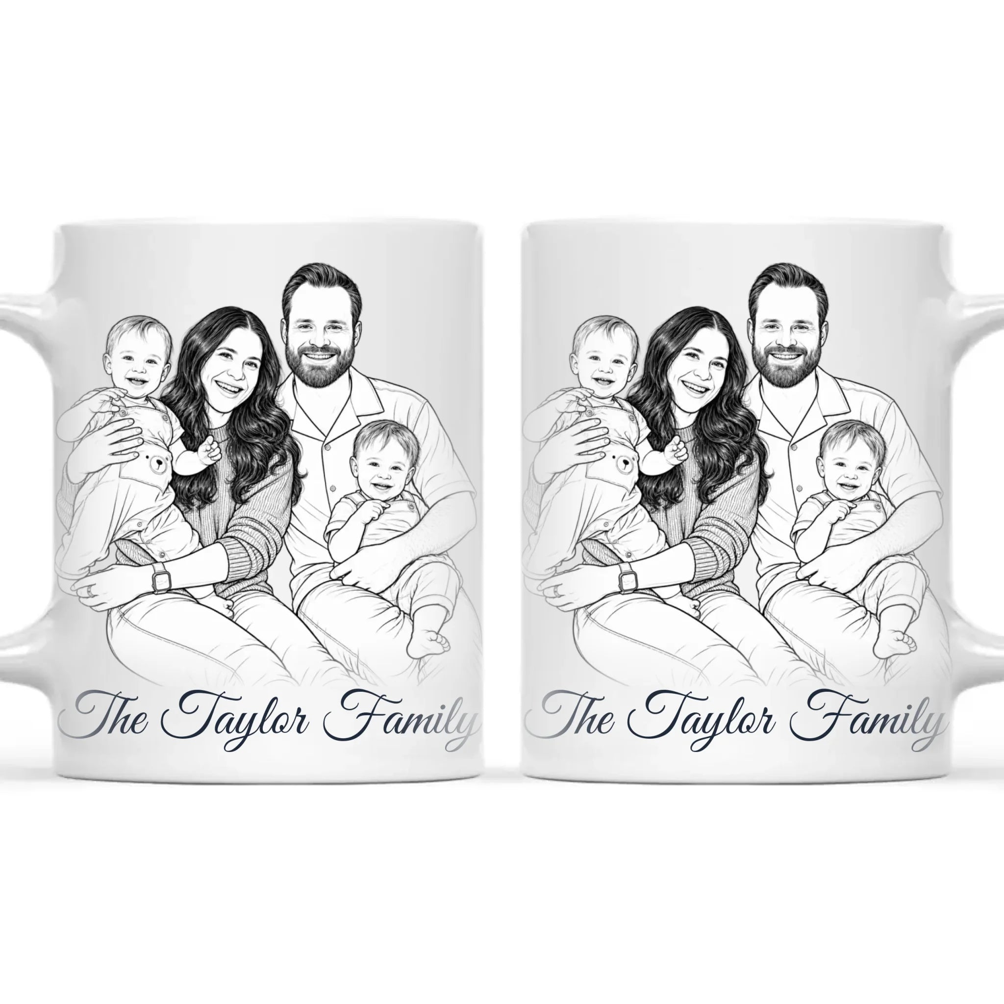 Personalised Line Art Family Portrait Mug from Your Photo