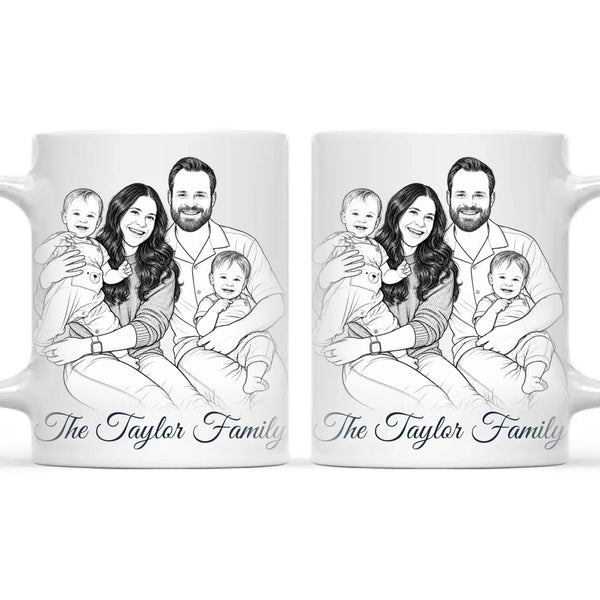 Personalised Line Art Family Portrait Mug from Your Photo