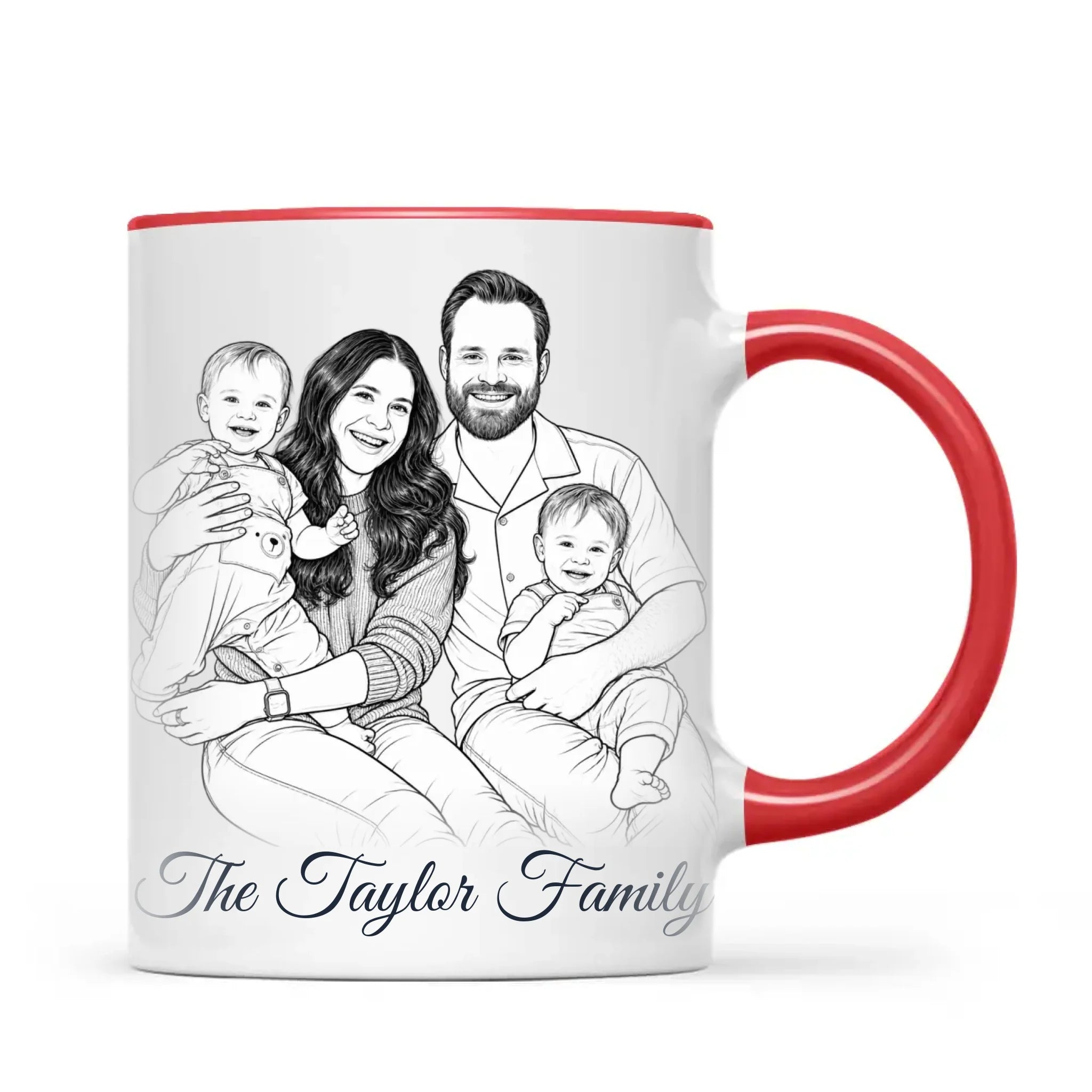 Personalised Line Art Family Portrait Mug from Your Photo