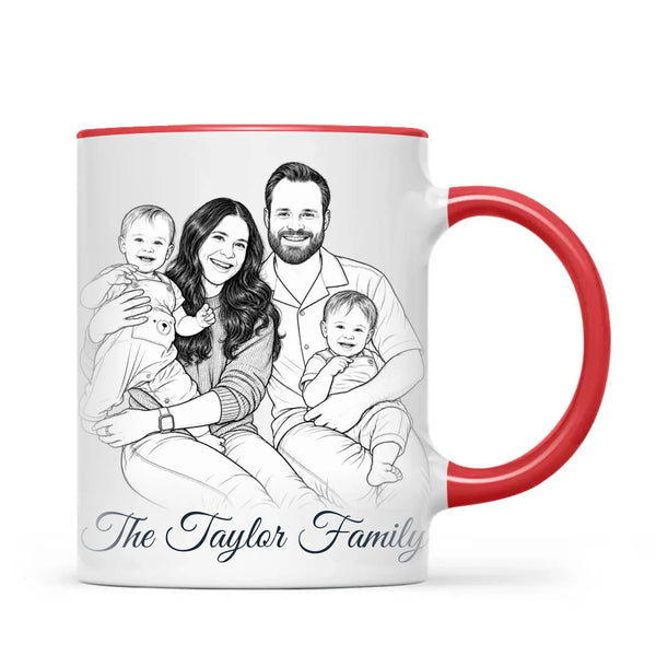 Personalised Line Art Family Portrait Mug from Your Photo