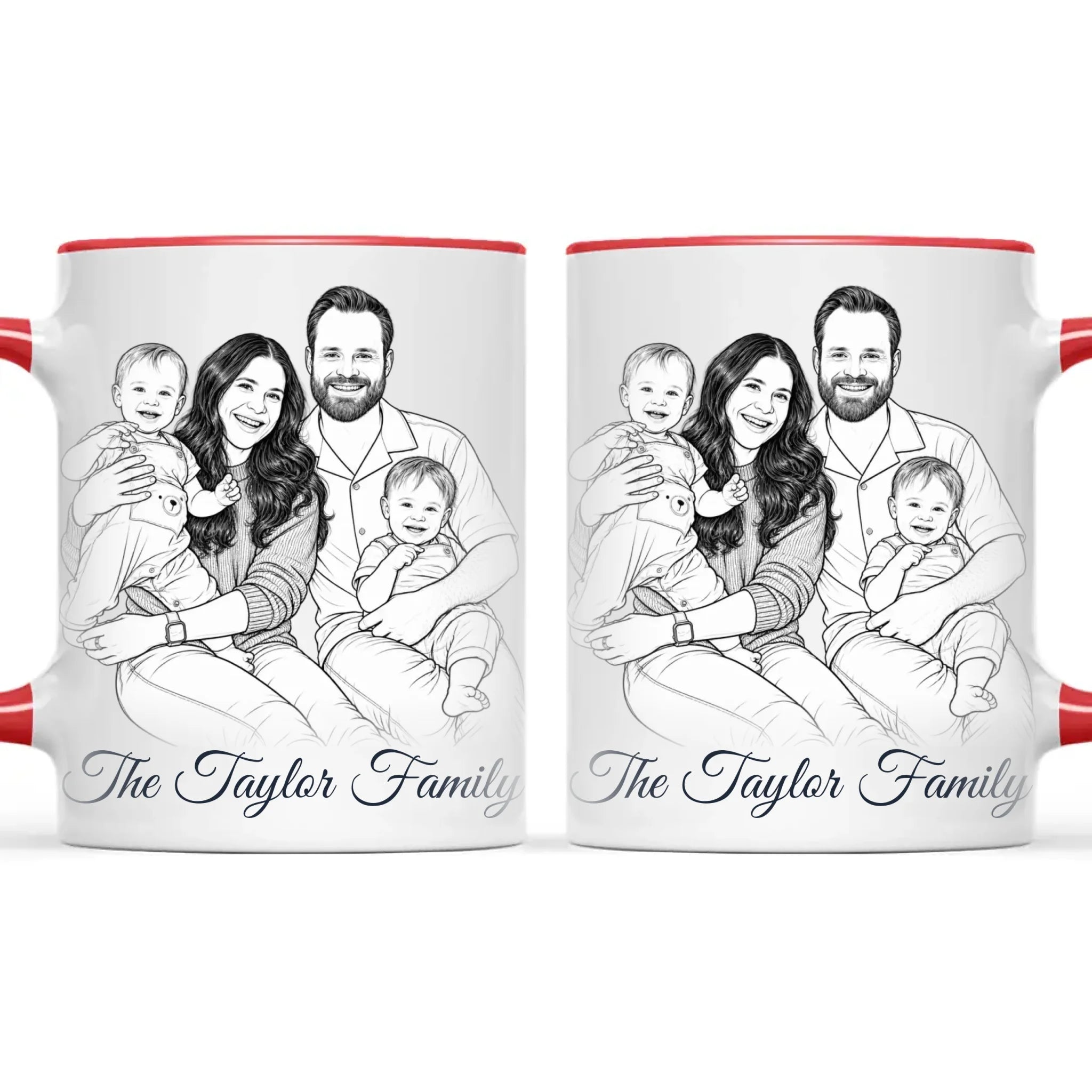 Personalised Line Art Family Portrait Mug from Your Photo