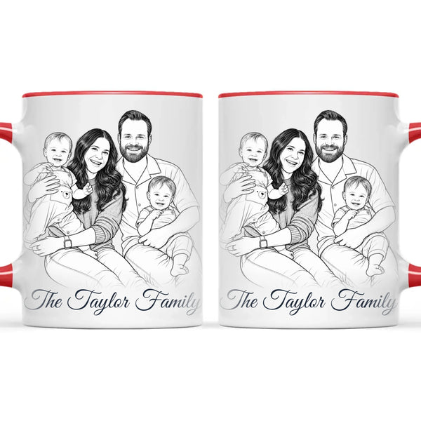 Personalised Line Art Family Portrait Mug from Your Photo
