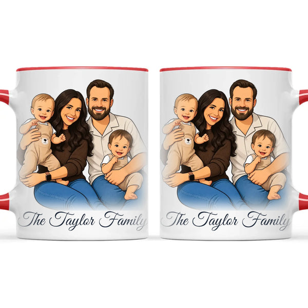 Personalised Cartoon Family Portrait Mug from Your Photo