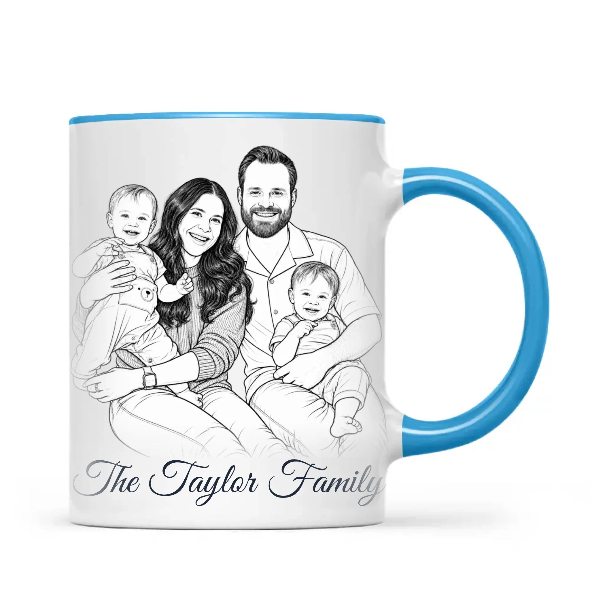 Personalised Line Art Family Portrait Mug from Your Photo