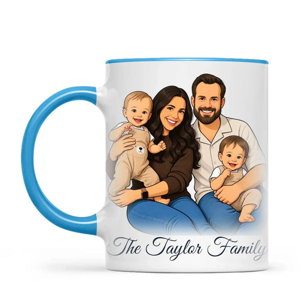 Personalised Cartoon Family Portrait Mug from Your Photo